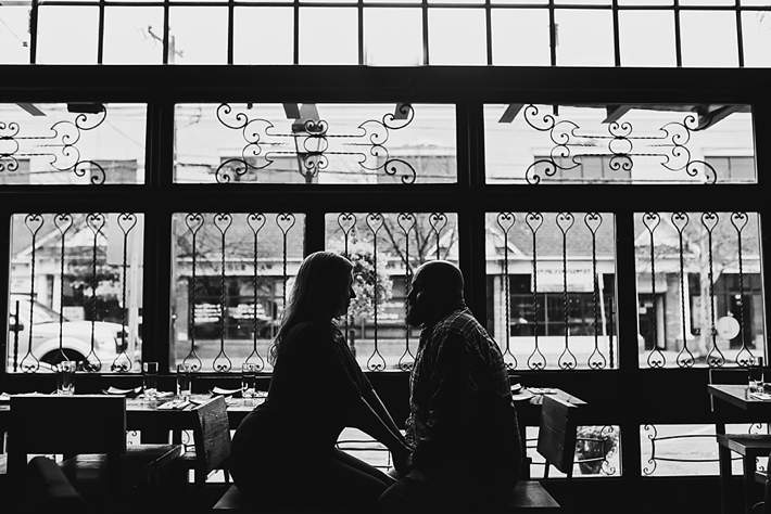 Long Island Engagement Photography black and white window