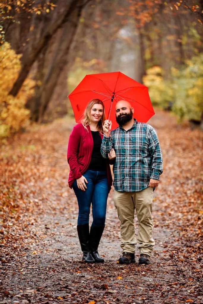 Long Island Engagement Photography red umbrella