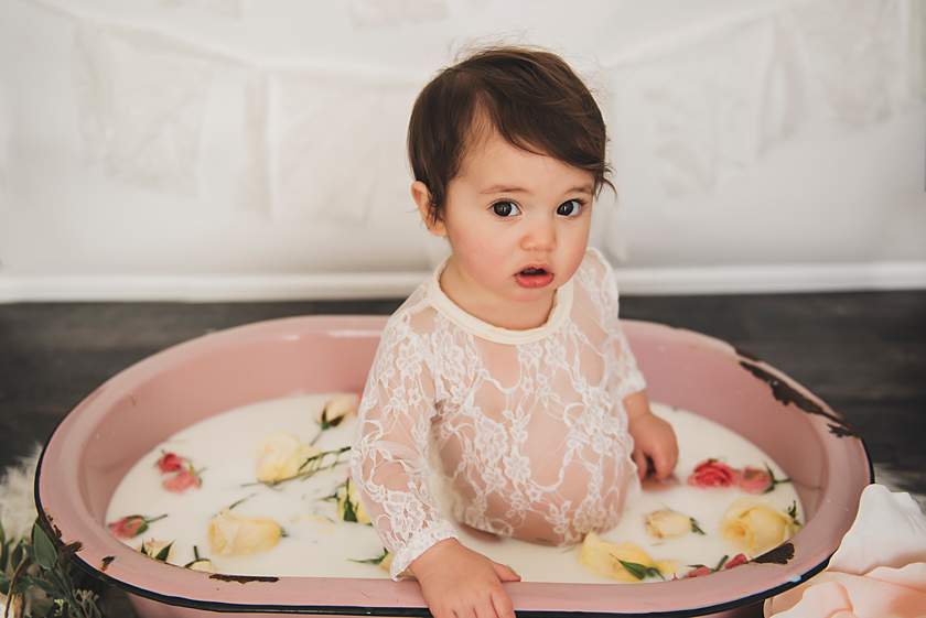 Baby Milk Bath Long Island flowers and lace 
