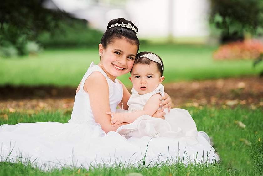Long Island Communion Photos with baby sister