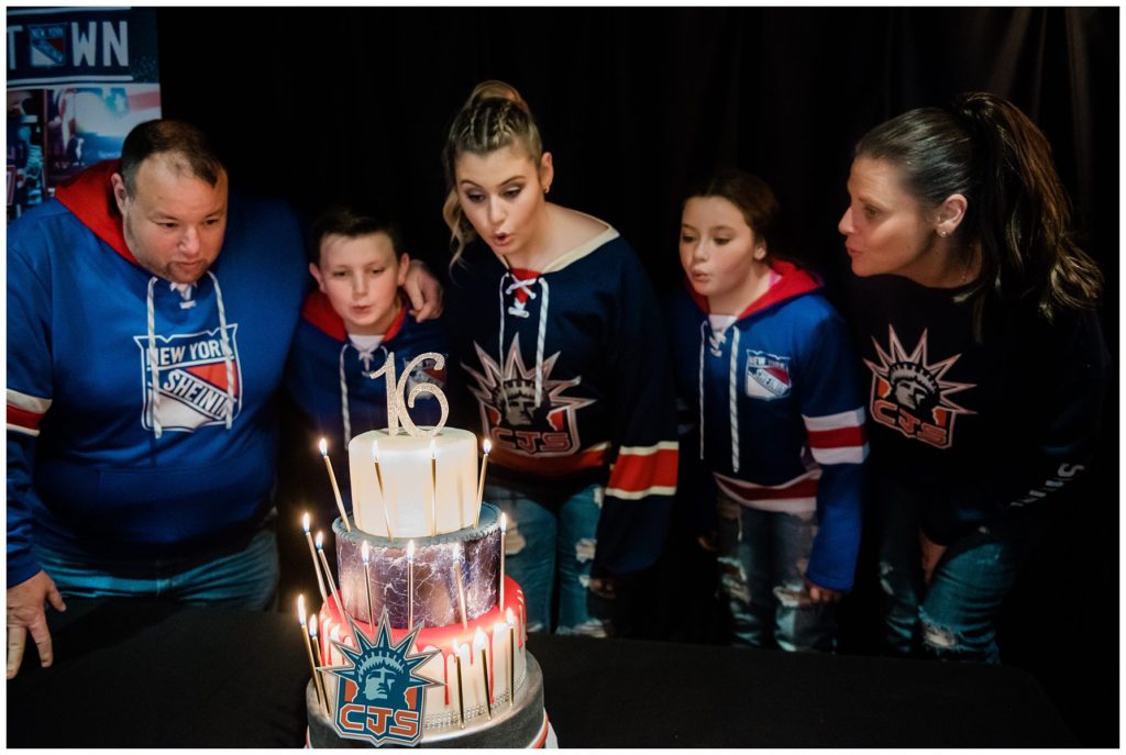 Madison Square Garden Rangers Sweet 16 blowing out the candles