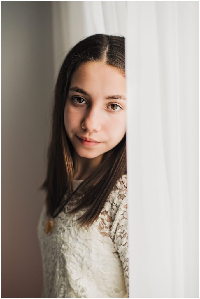 Bat Mitzvah Portrait Session window light