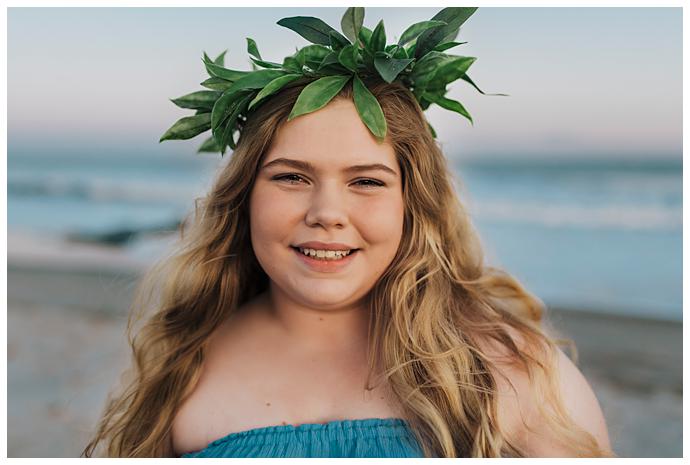 High school Senior Beach Session Long Island flower crown