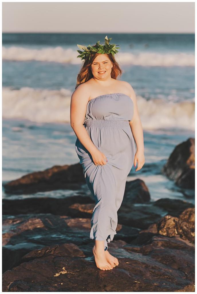 High school Senior Beach Session Long Island on the jetty