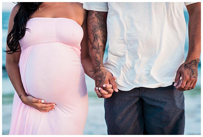 Long Island Beach Maternity Photos holding hands