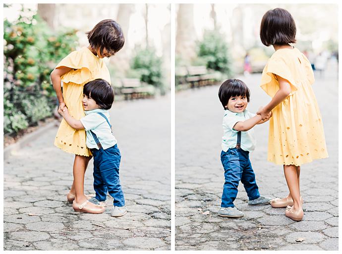 Manhattan Family Photos Madison Square Park brother and sister fun