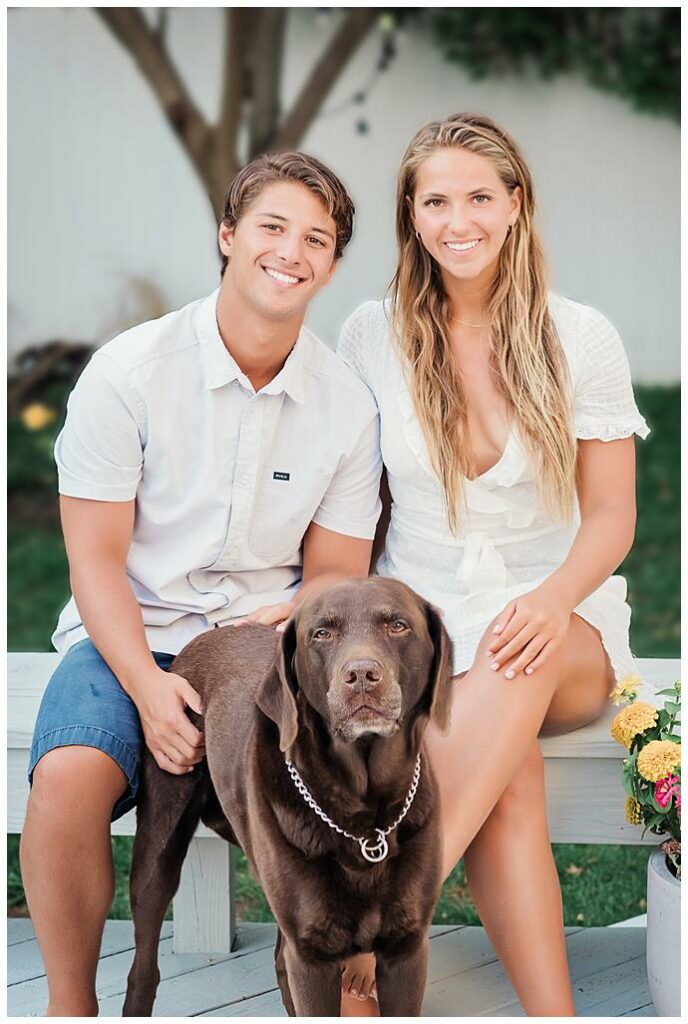 Long Beach Family Photos Backyard brother sister and dog