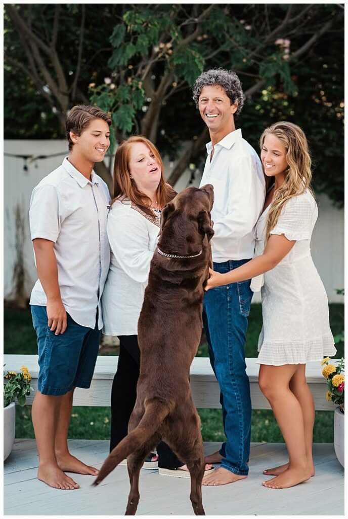 Long Beach Family Photos Backyard family with dog