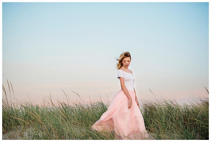 Long Island Bat Mitzvah Portraits Beach pink and blue sky