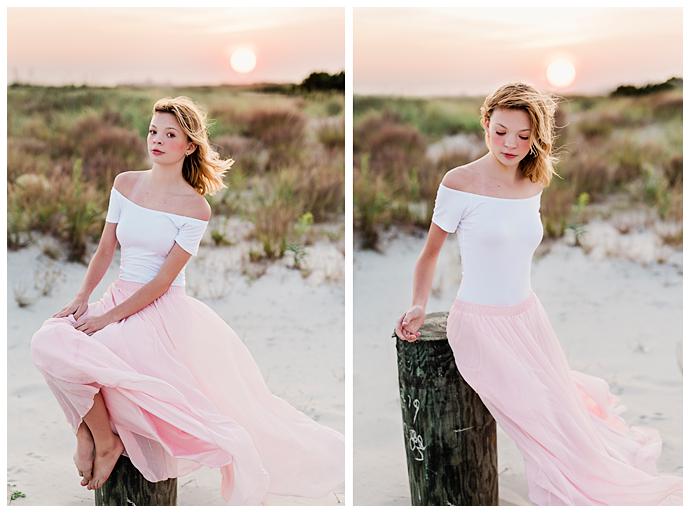 Long Island Bat Mitzvah Portraits Beach sunset