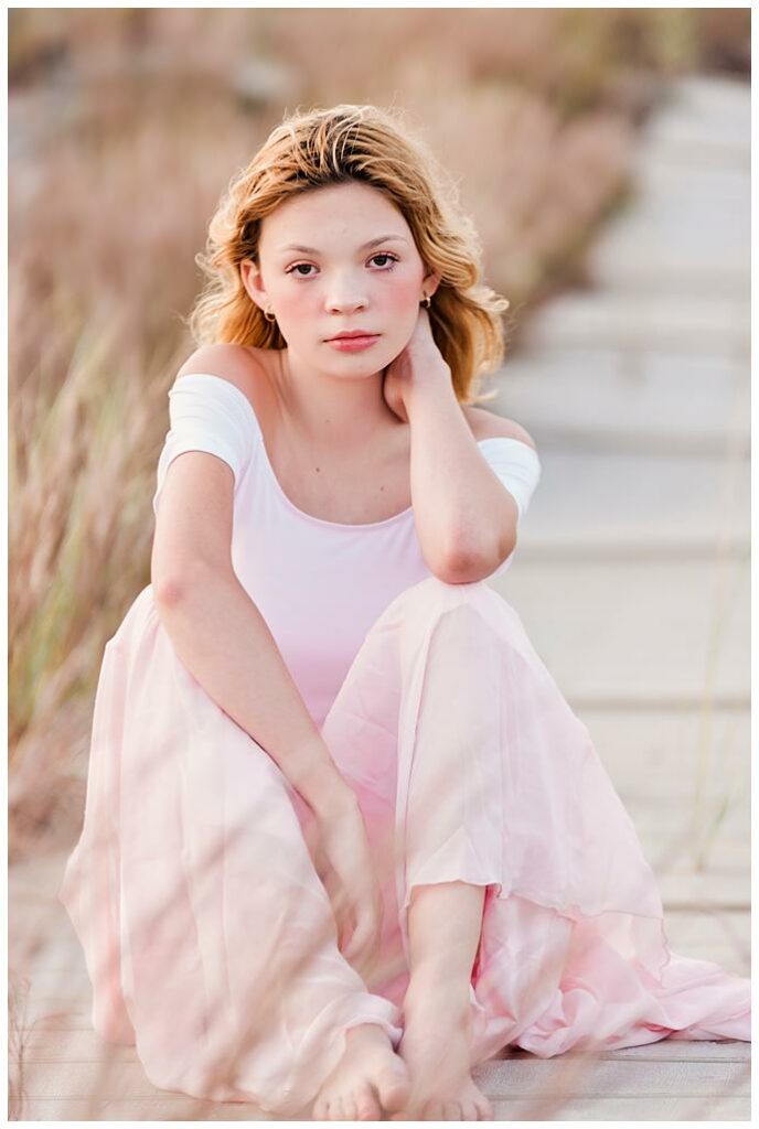 Long Island Bat Mitzvah Portraits Beach teen sitting pose