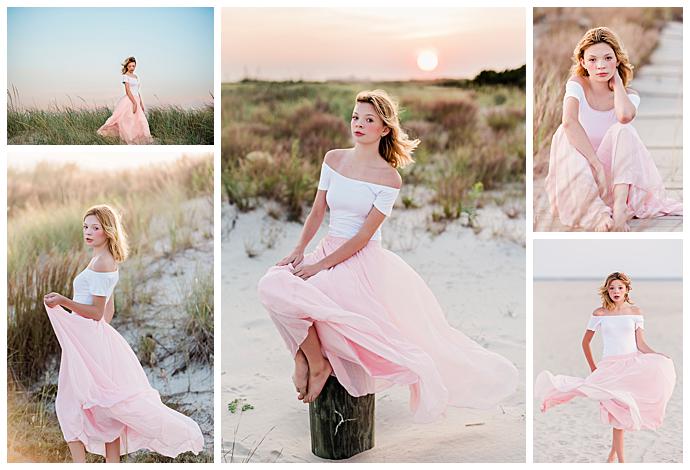 Long Island Bat Mitzvah Portraits Beach Sunset 