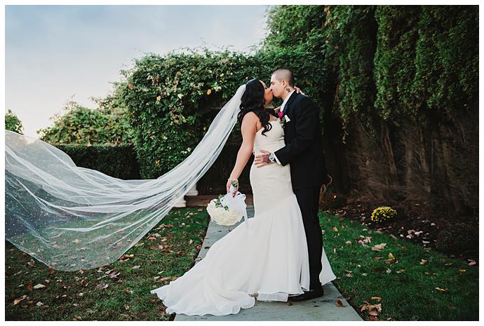 Waterview Wedding Long Island dramatic veil 