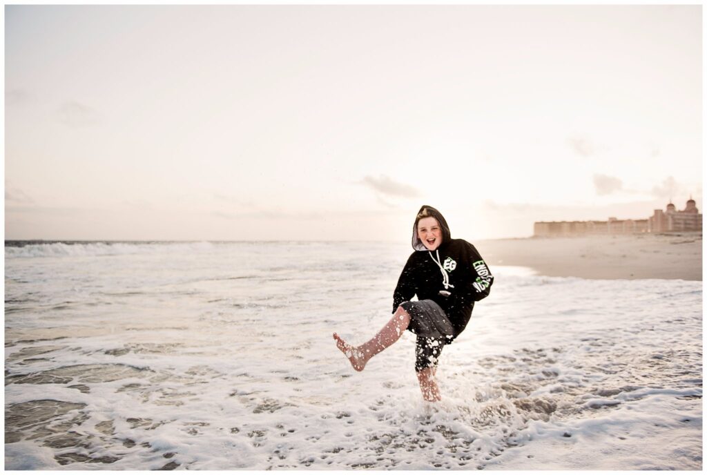 Denver Boulder Bar Mitzvah Portraits playing in the waves