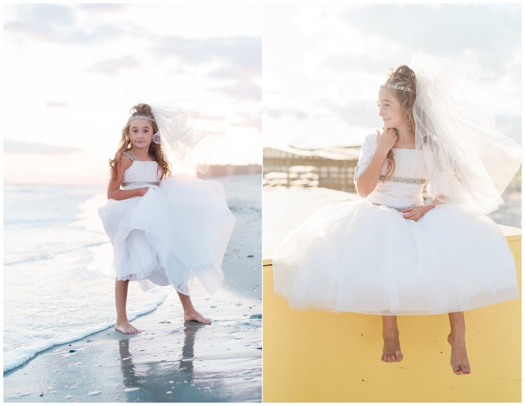 Communion Photos white dress on the beach