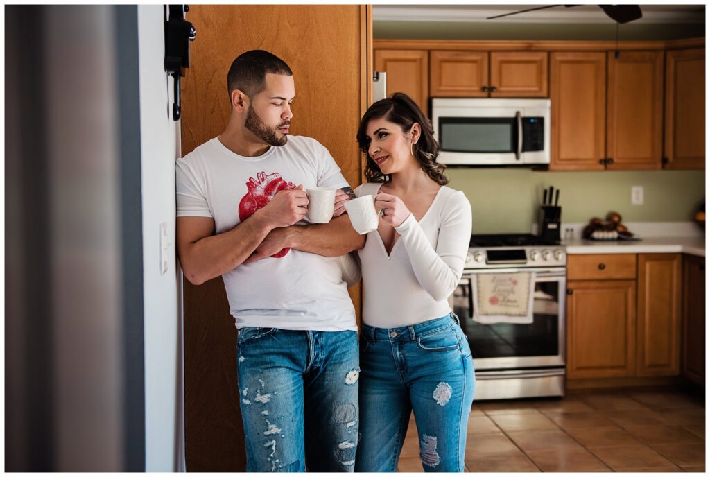 In home romantic Boulder Photographer coffee toast