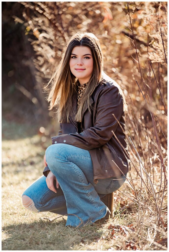 Boulder Denver Senior Portraits kneeling pose