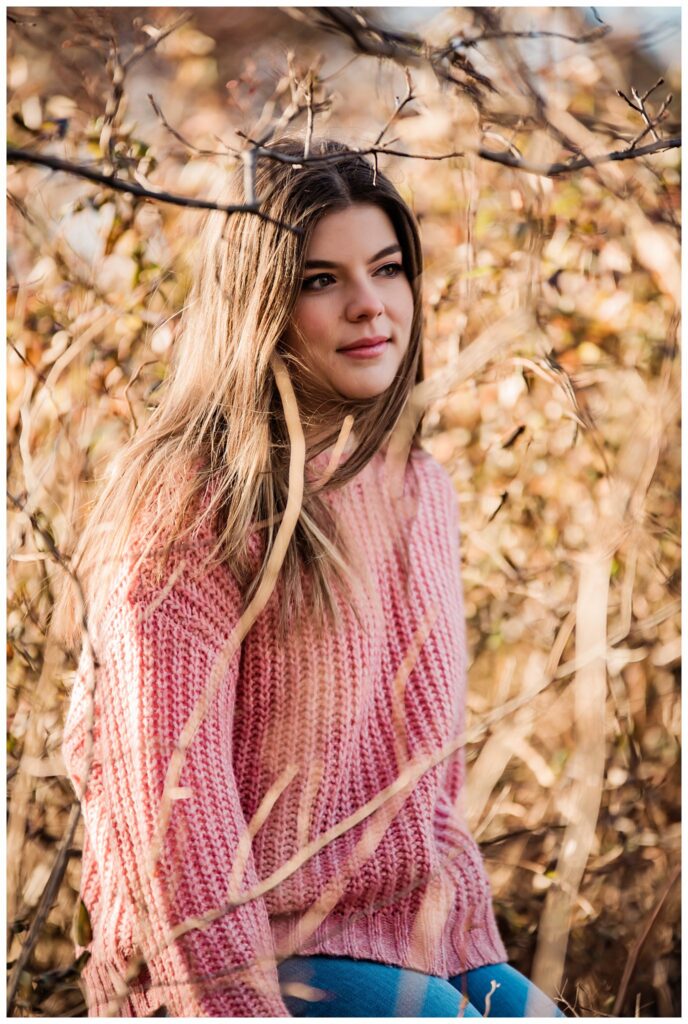 Boulder Denver Senior Portraits pink sweater