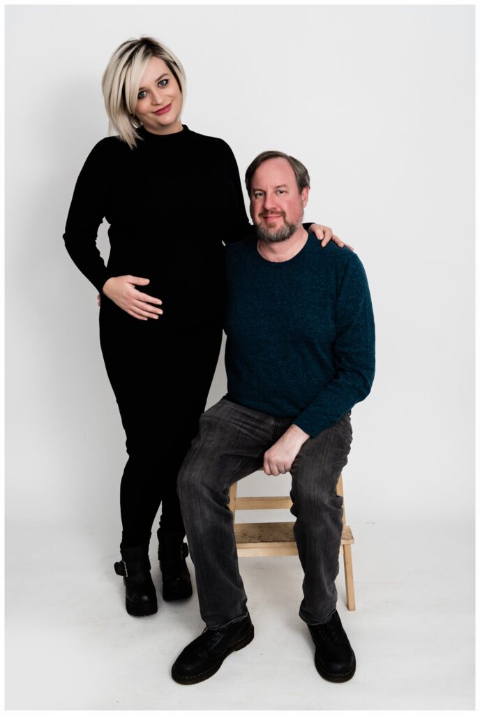 Boulder Denver Maternity Photos couple seated