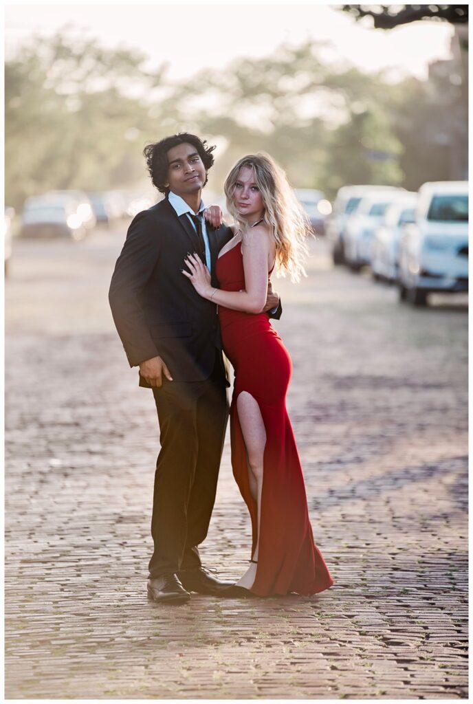 Oceanside High School Prom Lana Levine cobblestone street