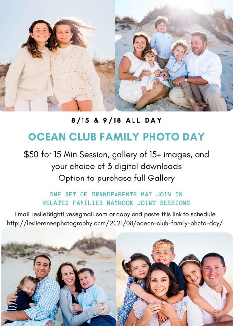 Ocean Club Family Photo Day flyer