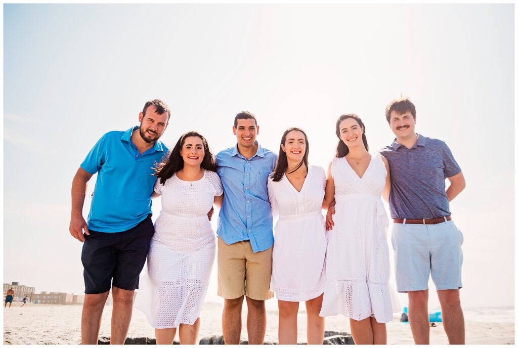 Adult Family Beach Photos lean in pose