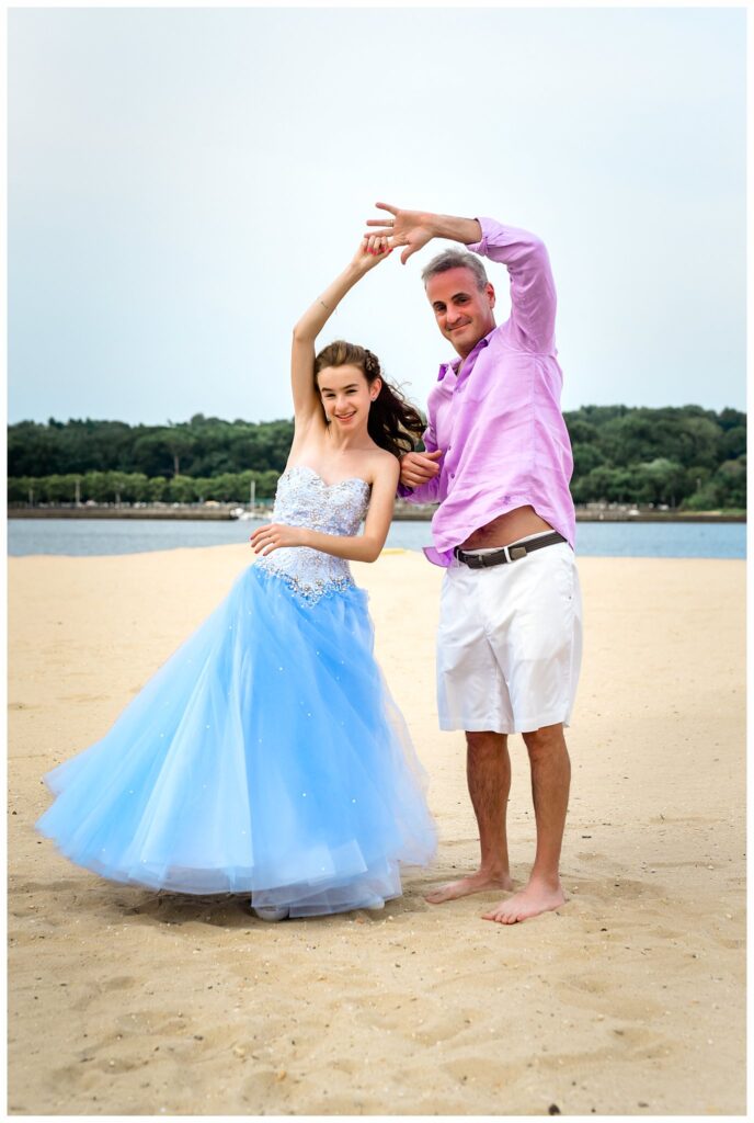 Long Island Beach Bat Mitzvah Photos dad spin