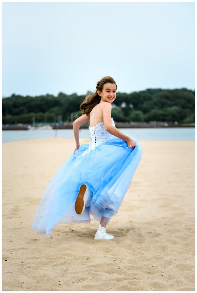 Long Island Beach Bat Mitzvah Photos work the dress