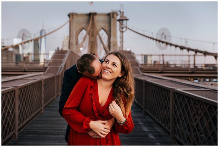 Brooklyn Bridge Engagement Photos hug