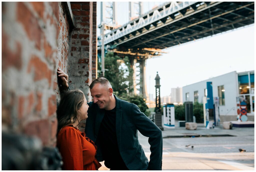 Brooklyn Bridge Engagement Photos bridge view