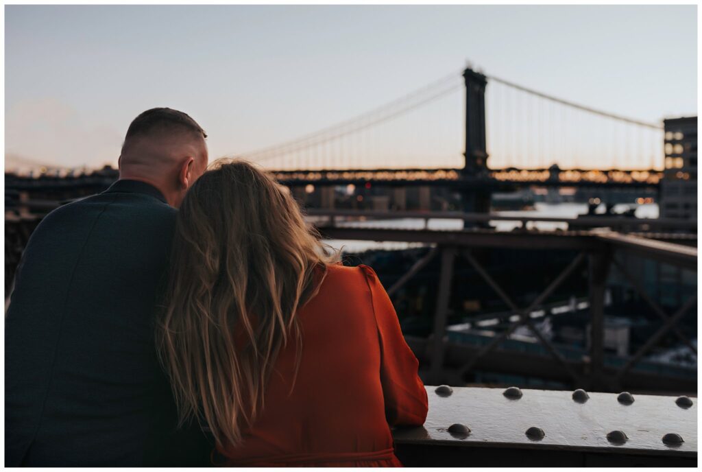 Brooklyn Bridge Engagement Photos shot from behind