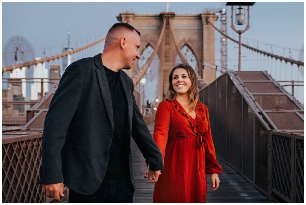 Brooklyn Bridge Engagement Photos big smile