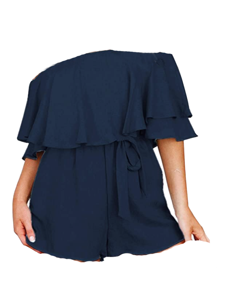  blue off the shoulder romper