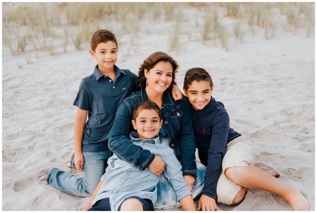 Lido Beach Family of 5 Photos mom and her boys