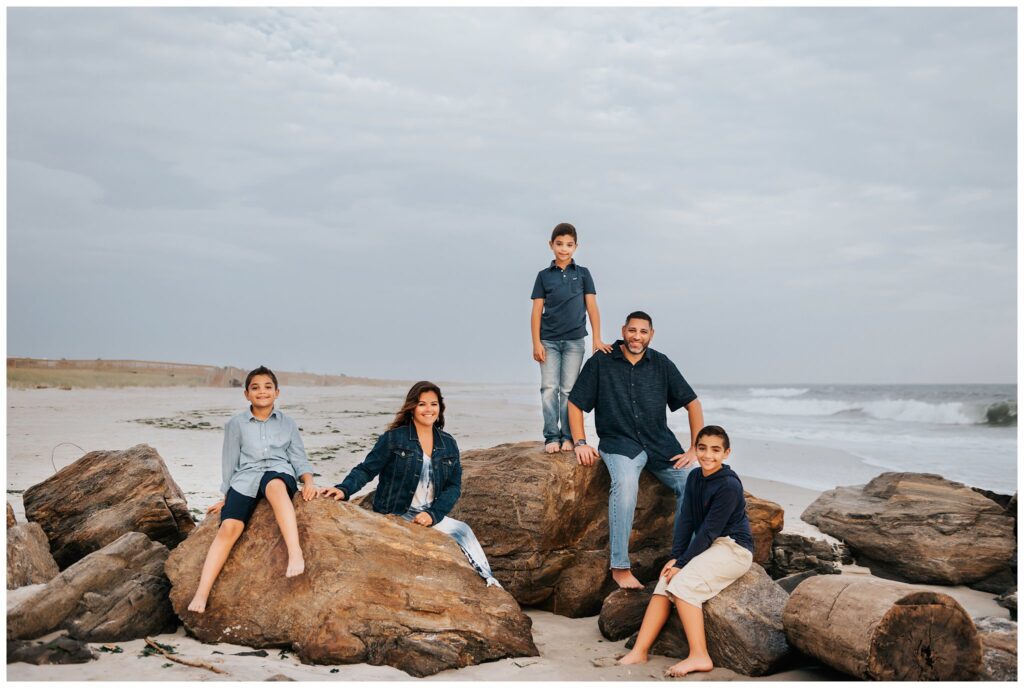 Lido Beach Family of 5 Photos spread out