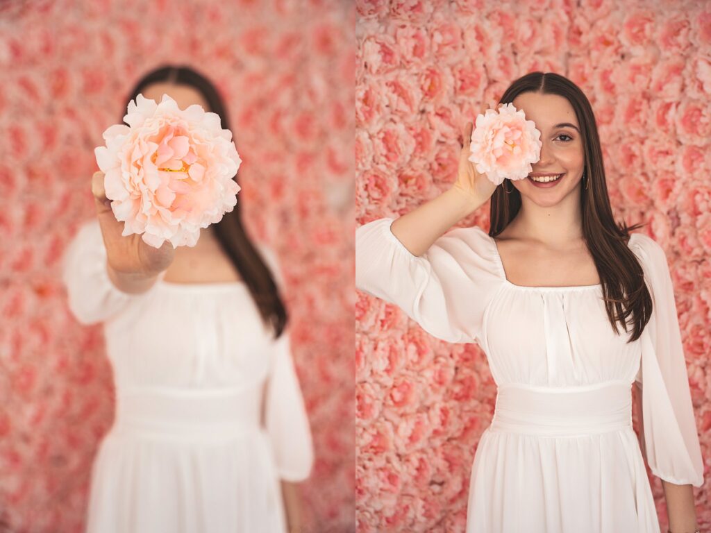 16 Birthday Studio Photo Shoot Long Island NYC flower wall