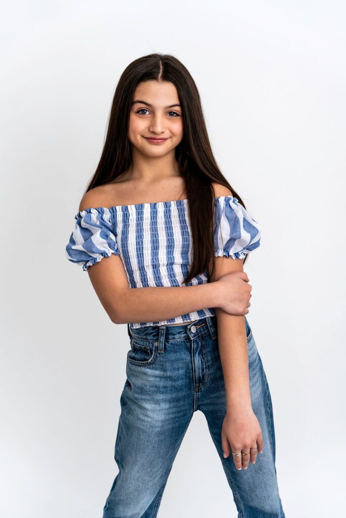 Studio Portraits for Teens Long Island NYC striped shirt