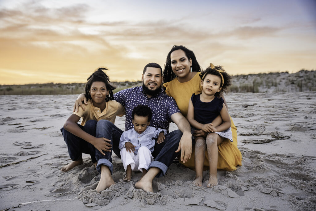 Long Island Colorful Bold Family Portraits beach sunset