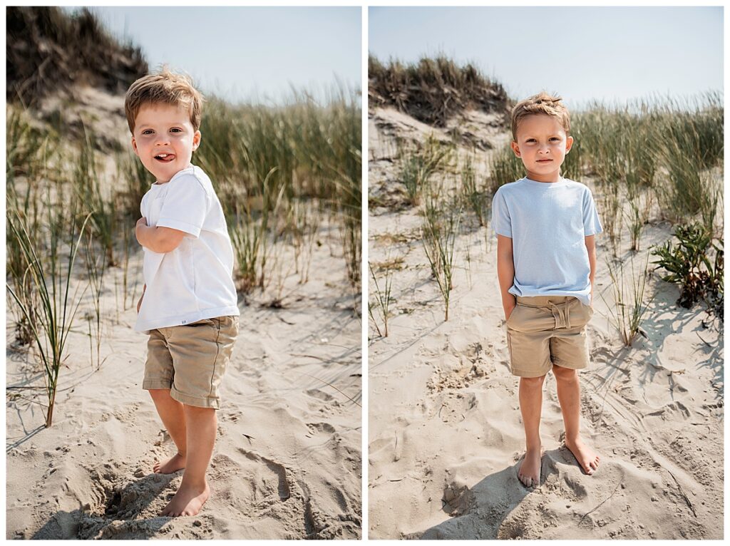 little boys on the beach with mom and dad brothers