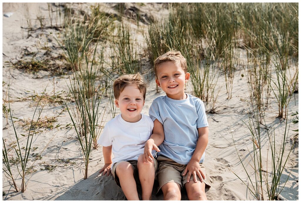 little boys on the beach with mom and dad sweet