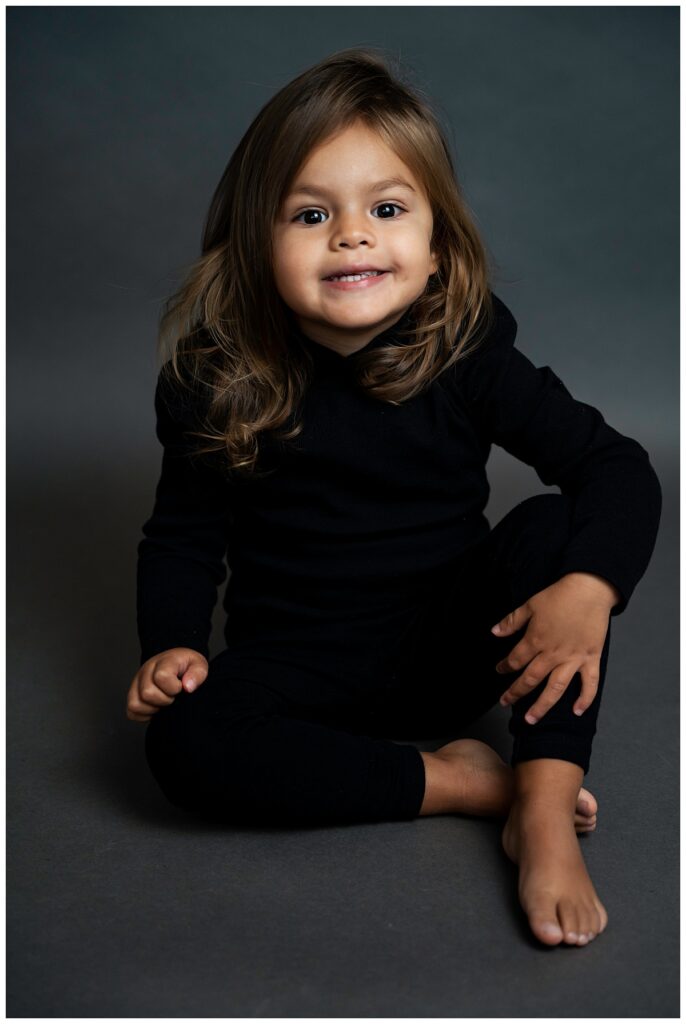 little kid headshots Long Island Talent grey backdrop