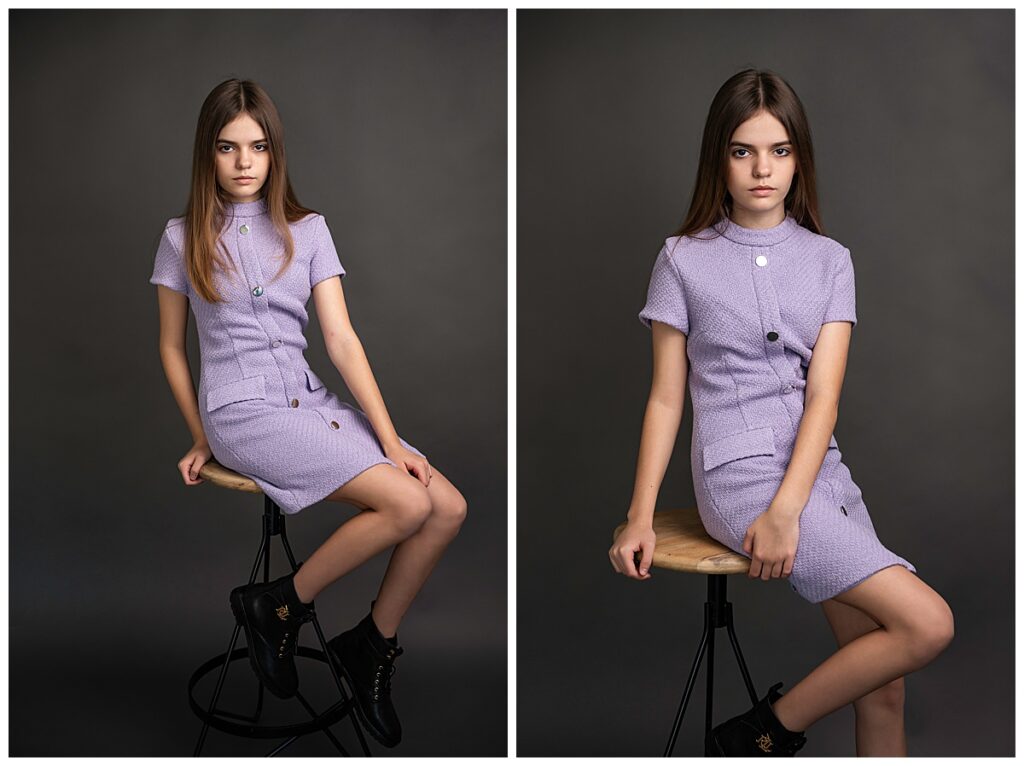 headshots for teenagers with dreams Long Island purple dress