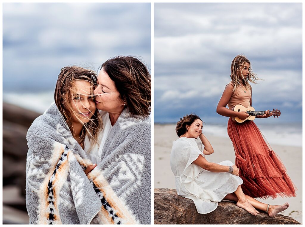 high end mother daughter portraits clouds