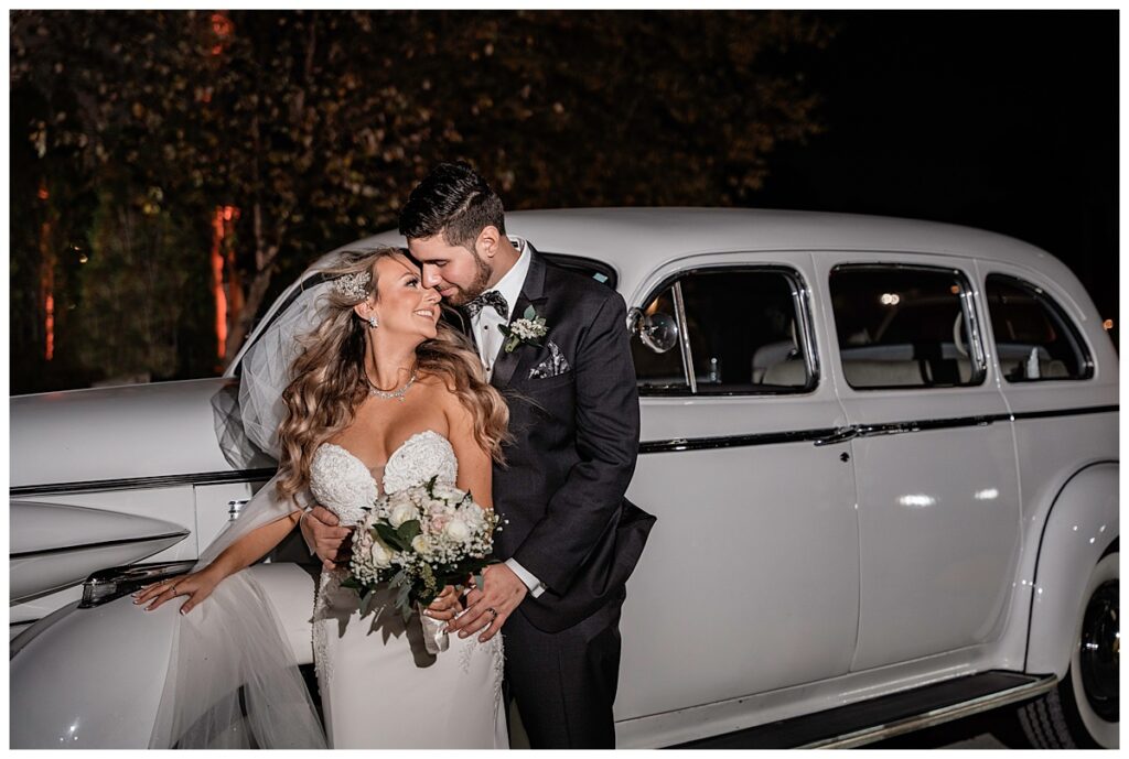 New York City November Wedding posing by car