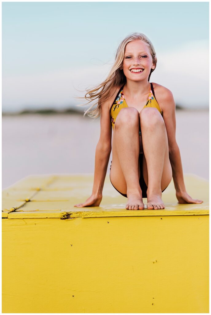 The best portrait photographer on long island teen on the beach