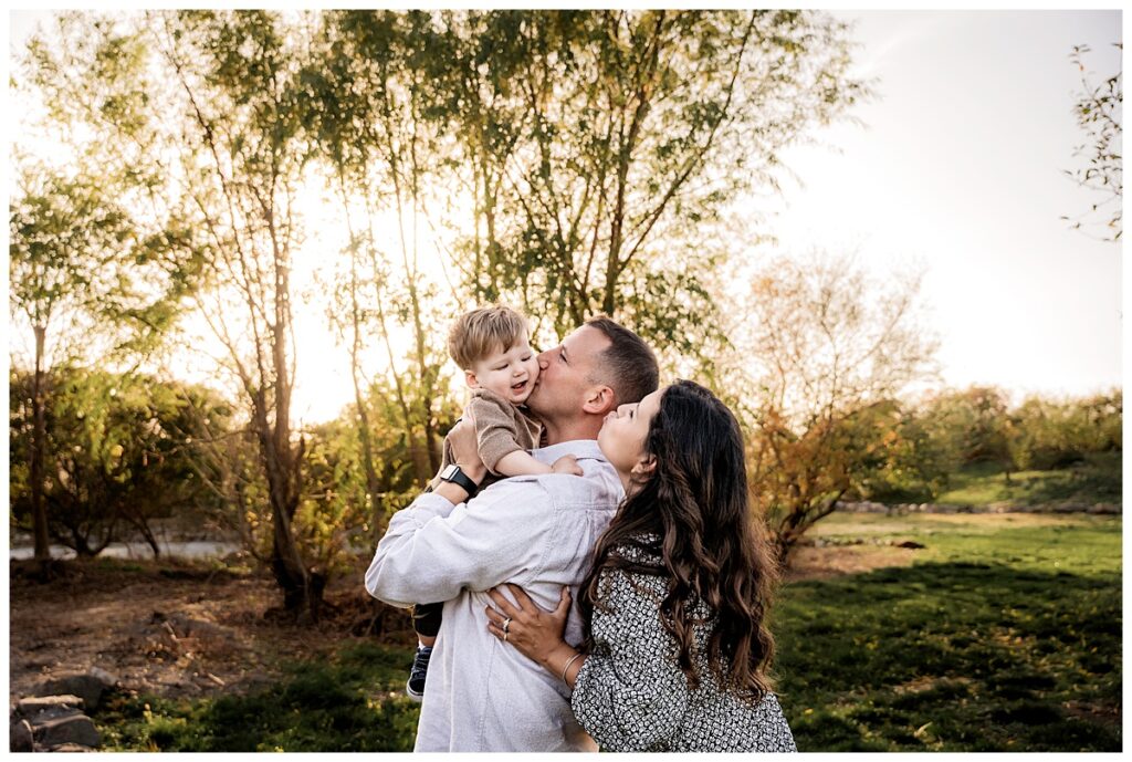 Playful Family Photos with Sweet Toddler backlit