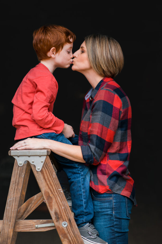 Mommy and her Little Guy in a Photo rustic