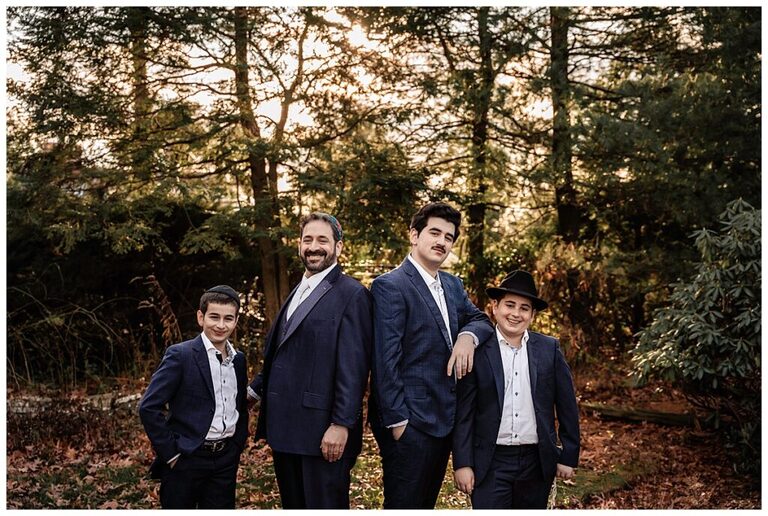 Warm and happy couple photos for cool december wedding dad and sons