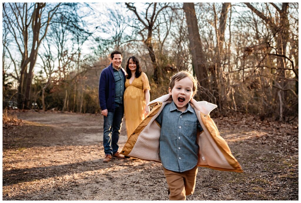 Sweet Family Photos with New Baby Bump running
