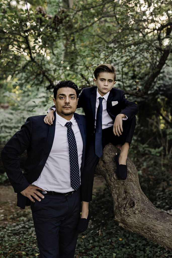 Long Island Communion Photographer father and son in tree